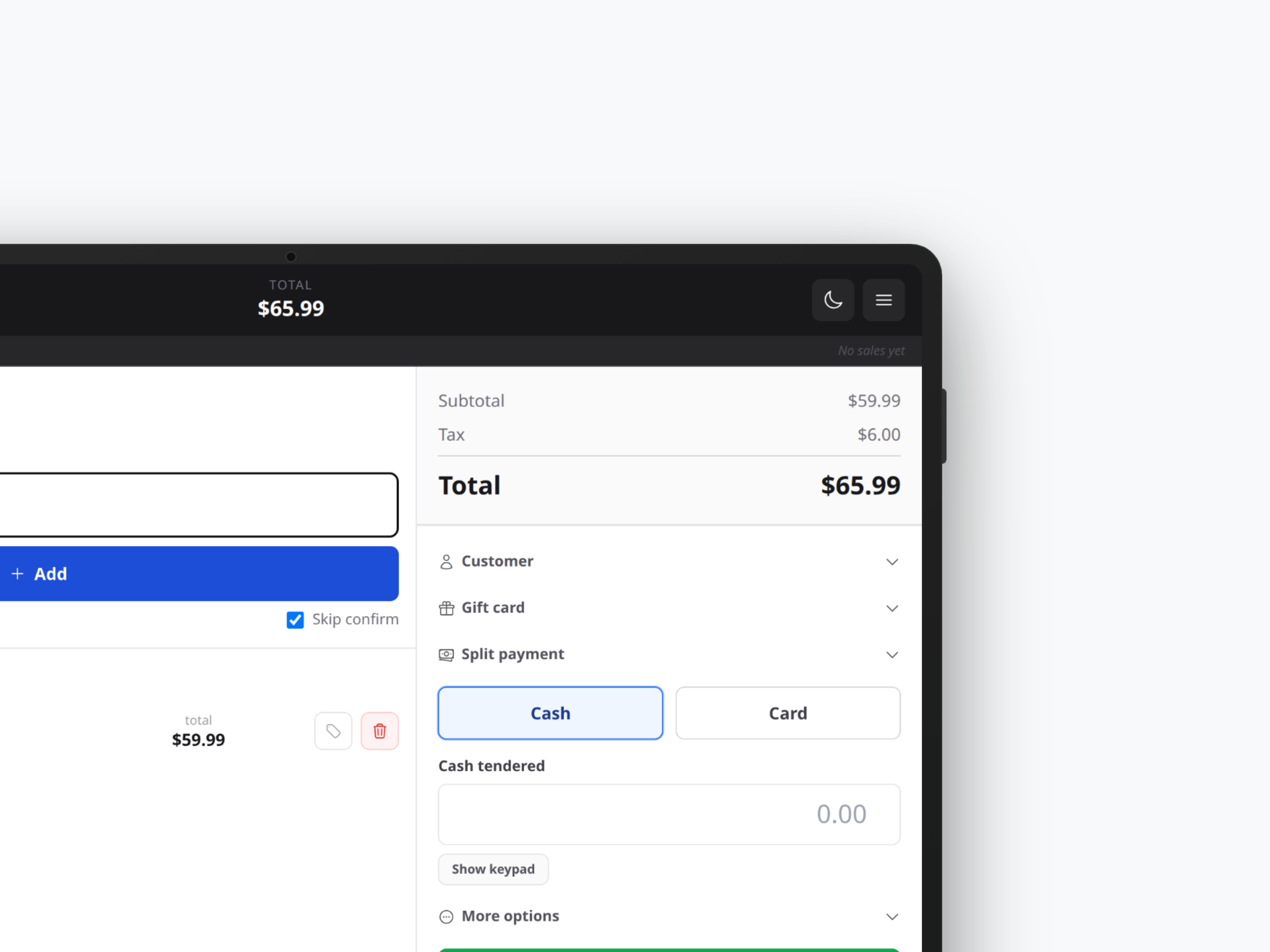 STOAR Point of Sale on a tablet