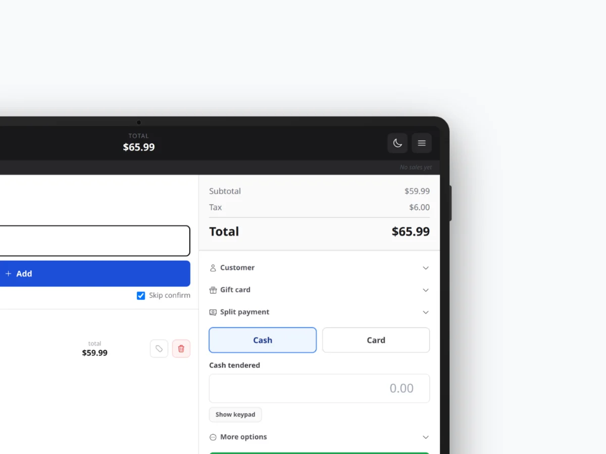 STOAR Point of Sale on a tablet