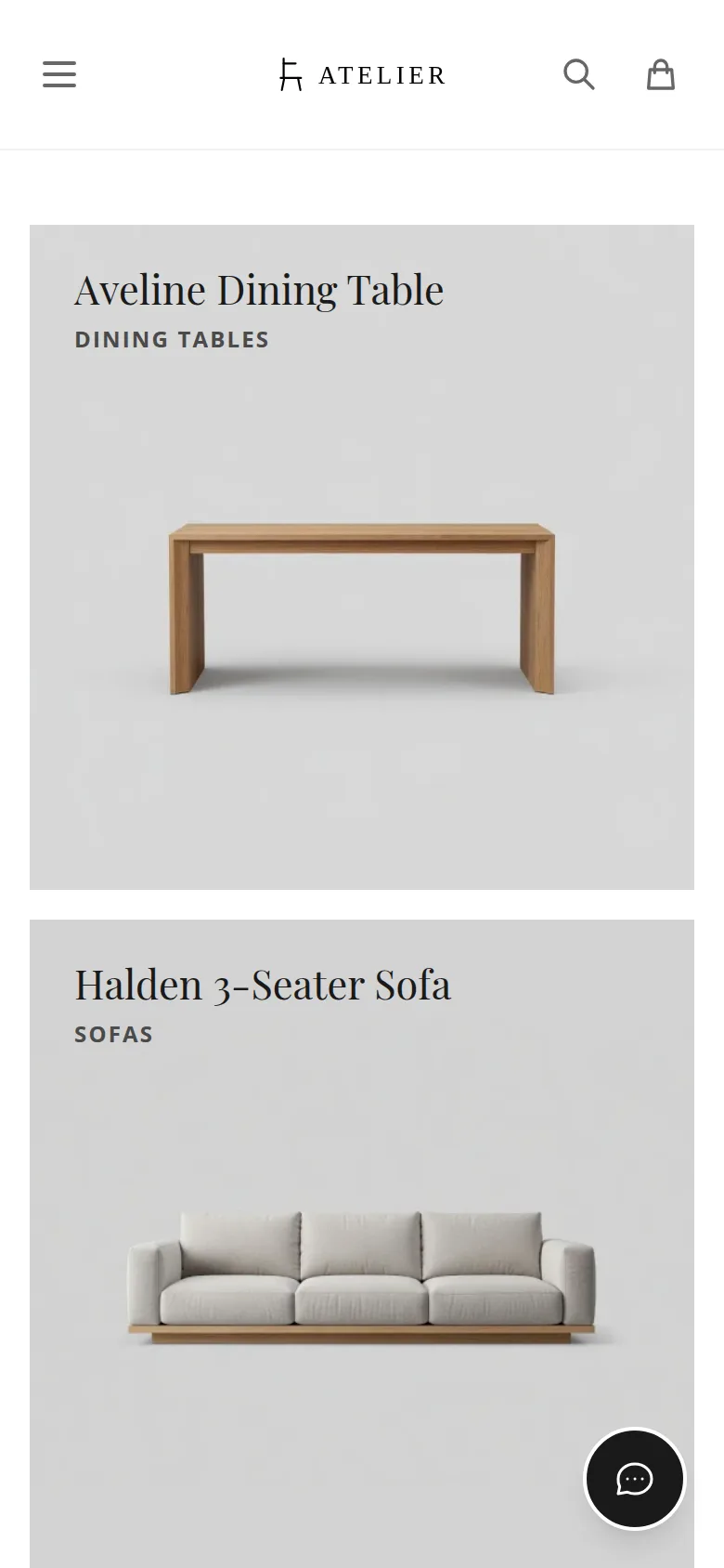 Atelier-Storefront auf dem Smartphone