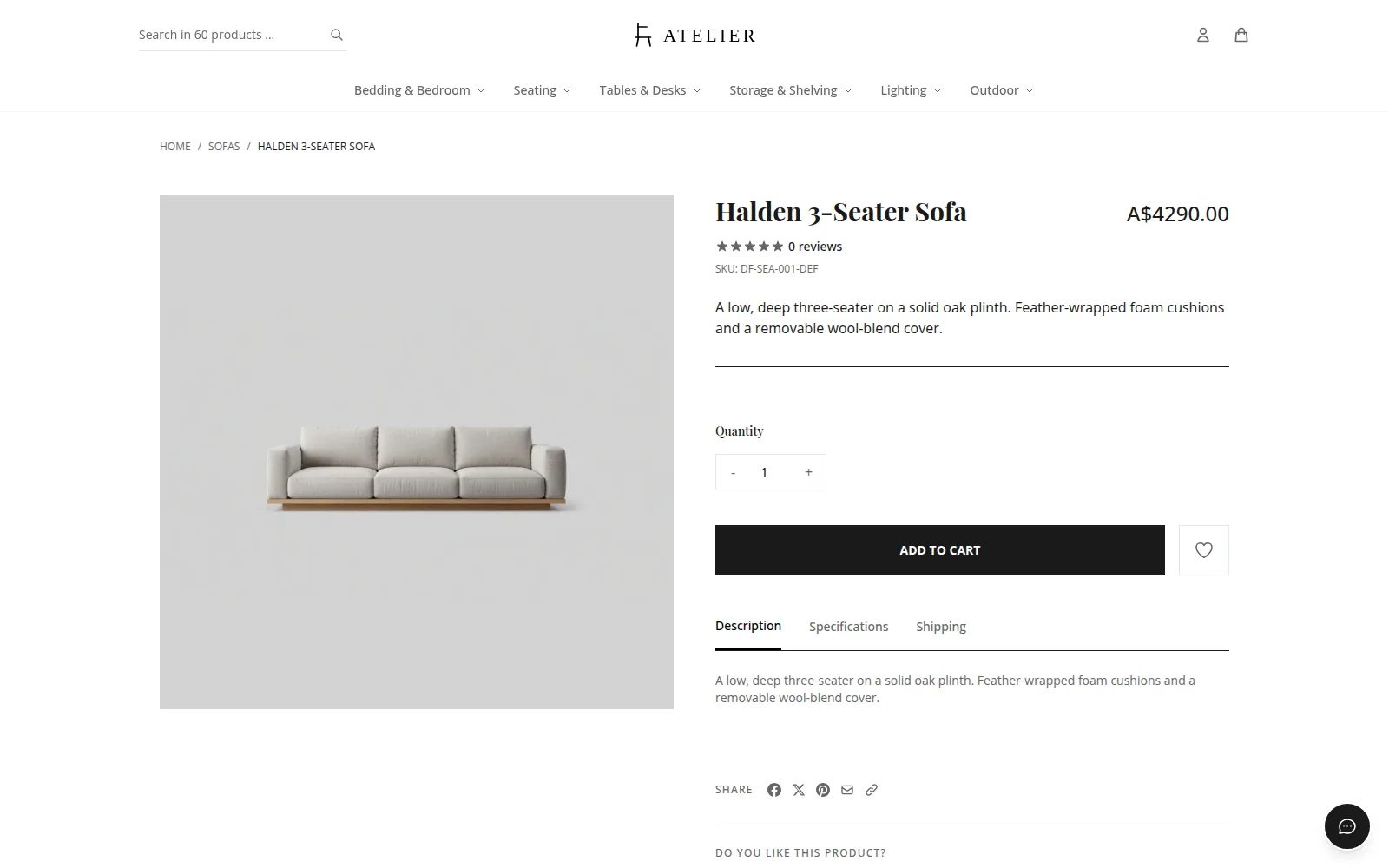 Atelier-Produktseite am Desktop