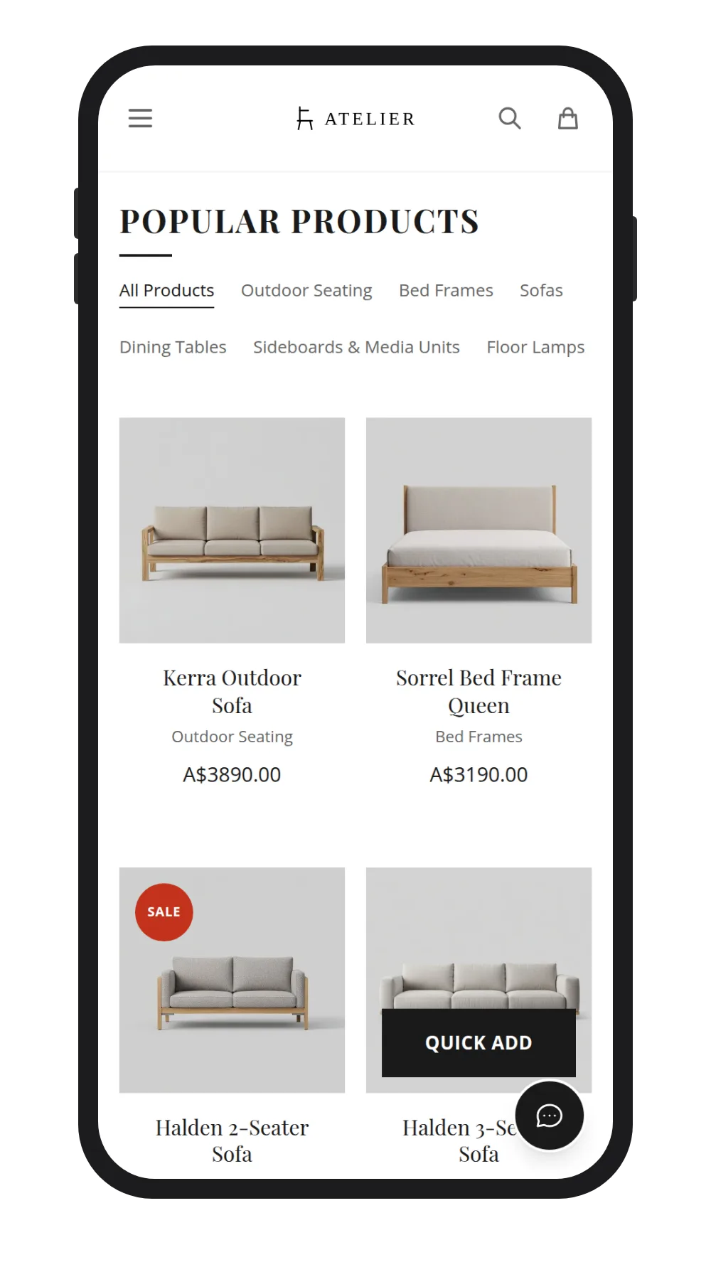 A STOAR storefront home page showing a product row