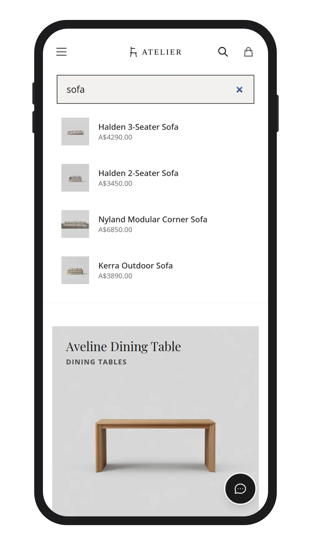 Instant search results on a STOAR storefront