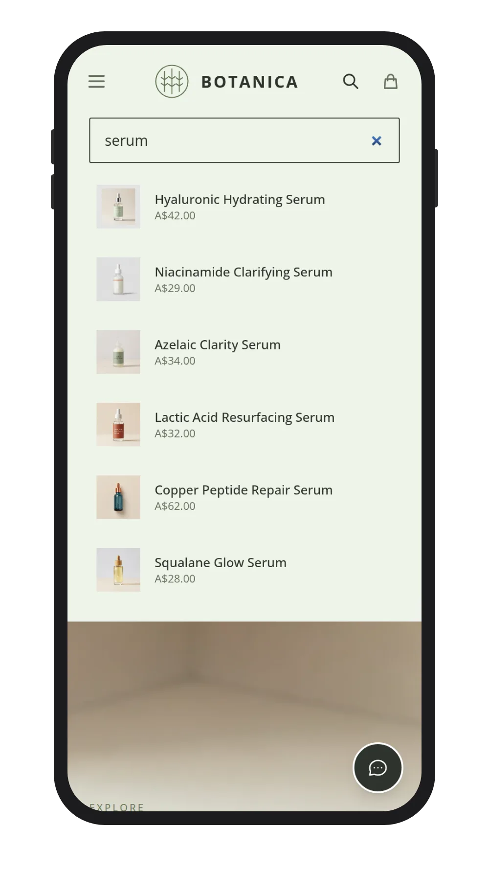 Instant search results on a STOAR storefront
