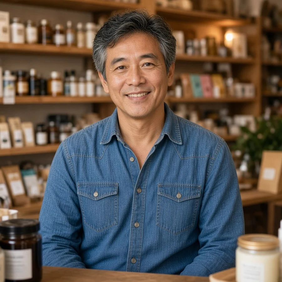 A brick-and-mortar shop owner bringing their store online
