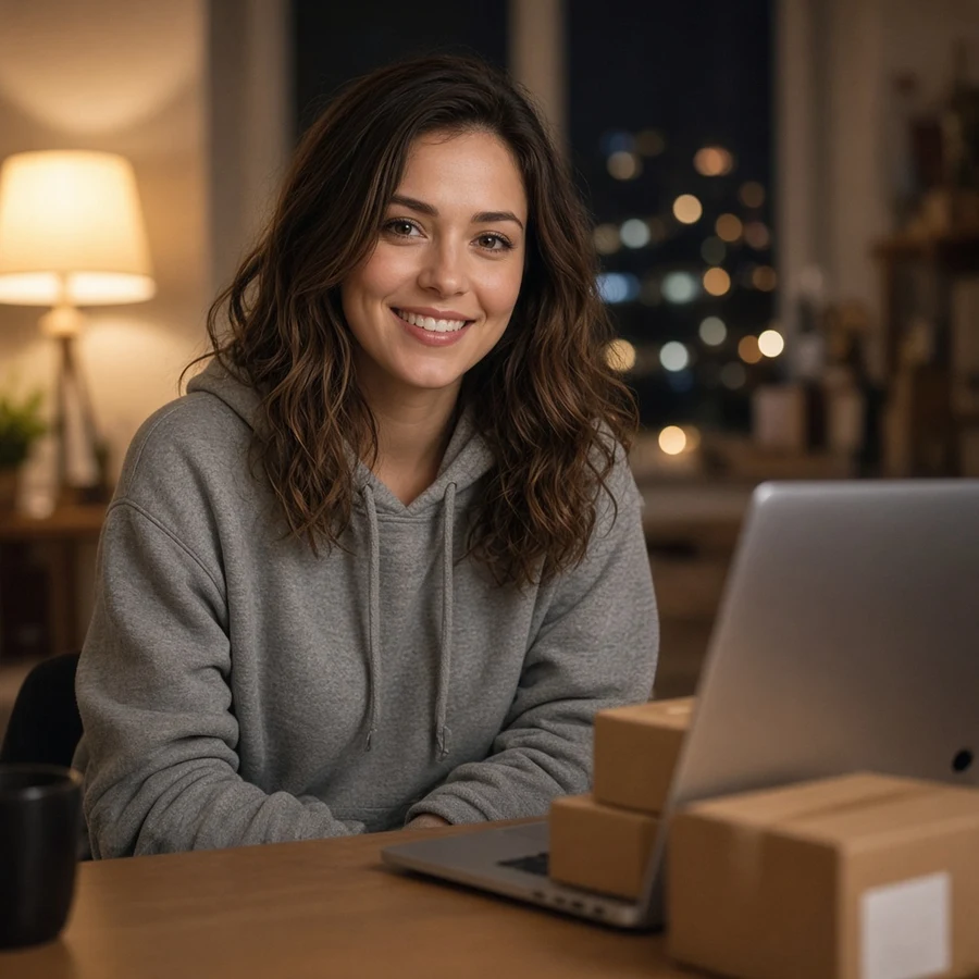 A side-hustler running an online shop around a full-time job